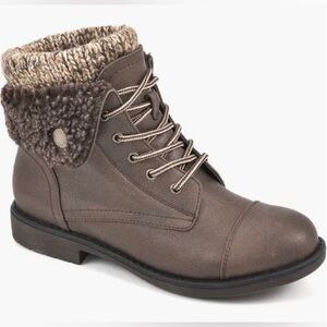 🟤Cliffs by White Mountain Brown Faux Leather Lined Ankle Laced-up Combat Boots